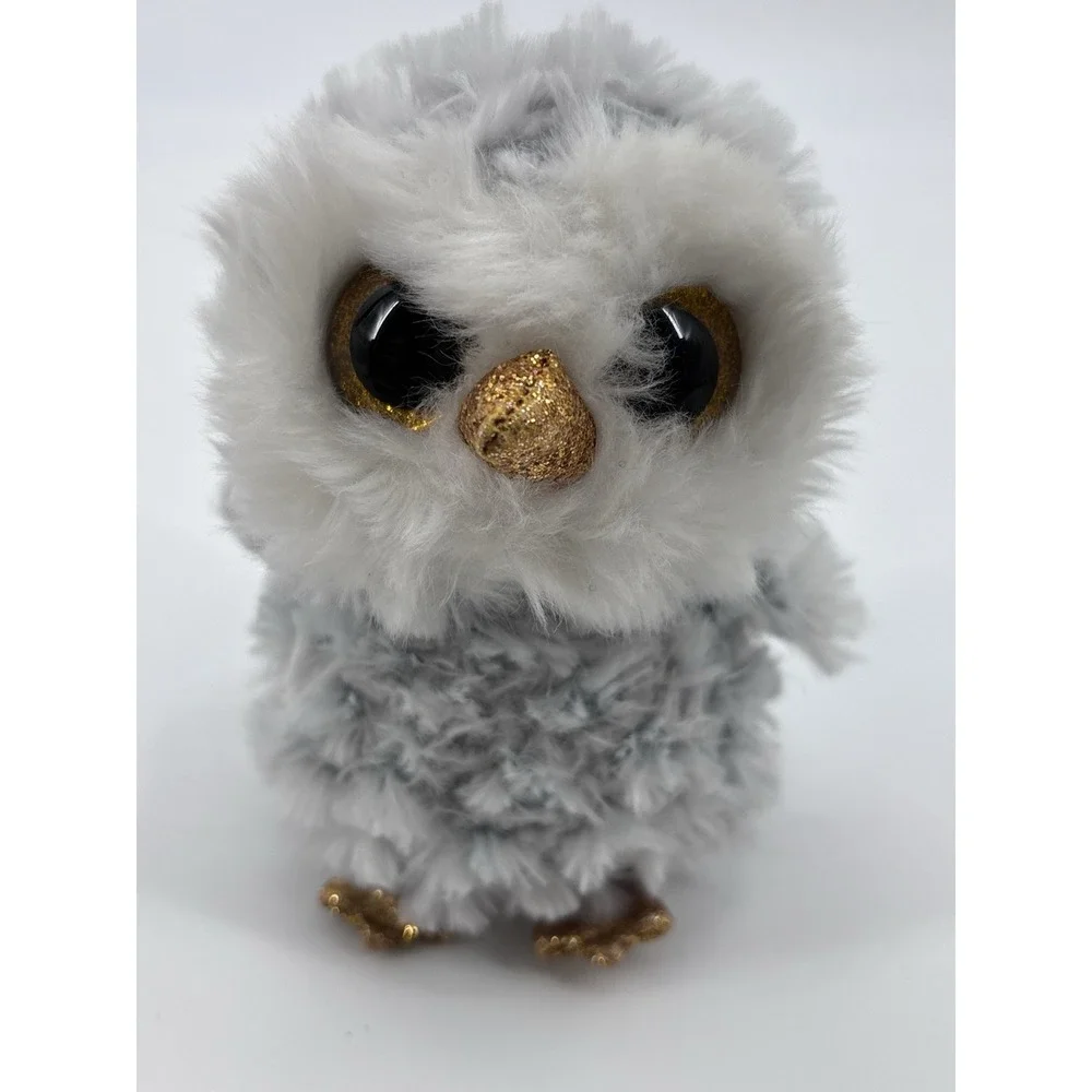 Ty Beanie Boo Owlette Owl Plush 6 Inch Gray Gold Eyes Stuffed‎ Animal